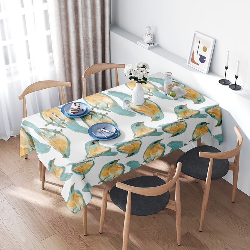 Home Decor Online Shop - Watercolor Bird Print Tablecloth for Home