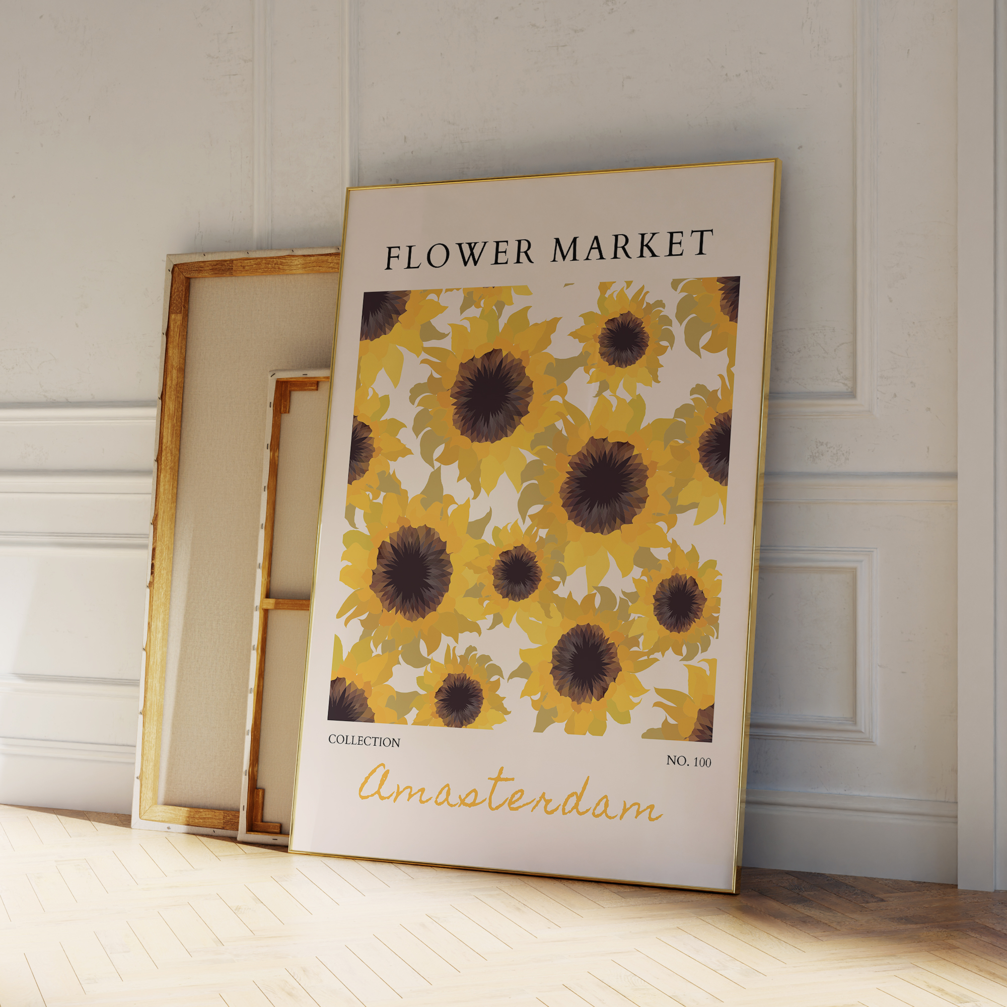 Home Decor Flowers - Modern Yellow Flowers Flower Market Wall