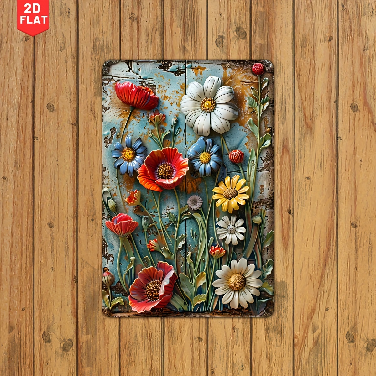 Home Decor Unique Items - [2D Flat] Vintage Daisy Metal Sign