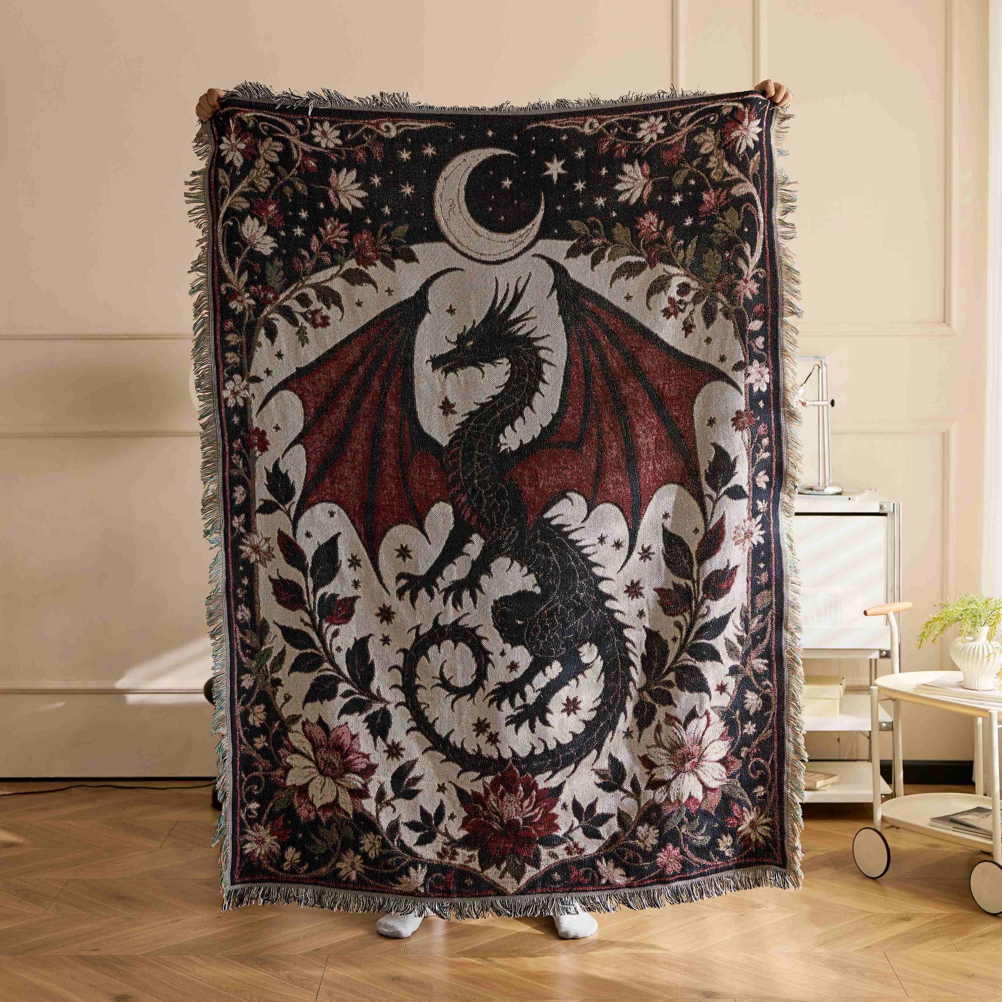 Home Decor Fallout 4 - Textile City Fantasy Dragon Moon Floral