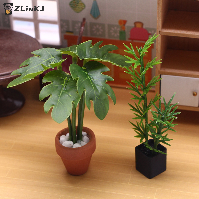 Home Decor Living - ▶1Pcs 1:12 Dollhouse Simulation Green Plant