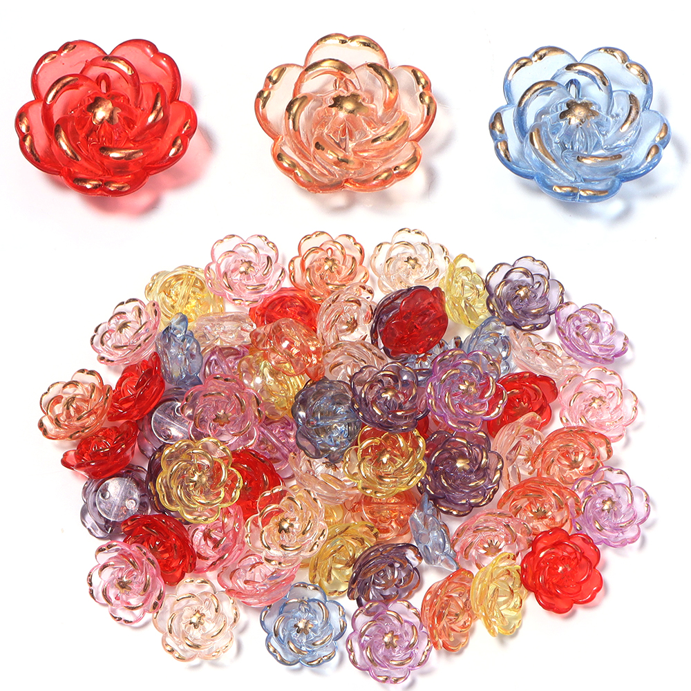 Home Decor Flowers - 30pcs/lot Transparent Colorful Rose Acrylic Beads