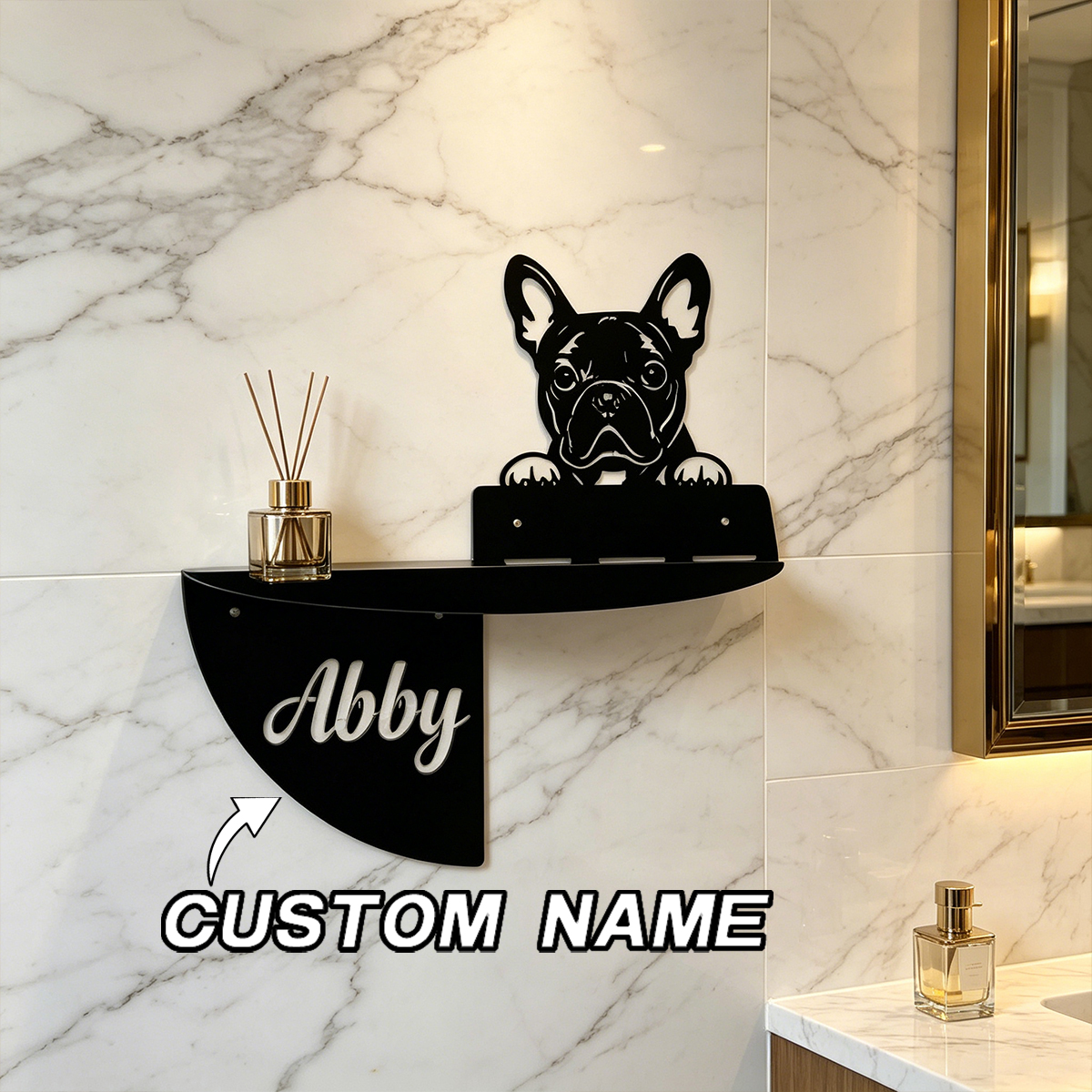 Home Decor Kitchen - Personalized French Bulldog Metal Decor Shelf