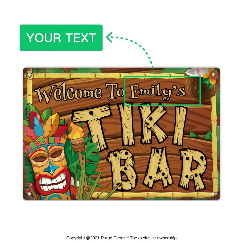 Home Decor Kitchen - Custom Decor Tiki Bar Sign, Personalized