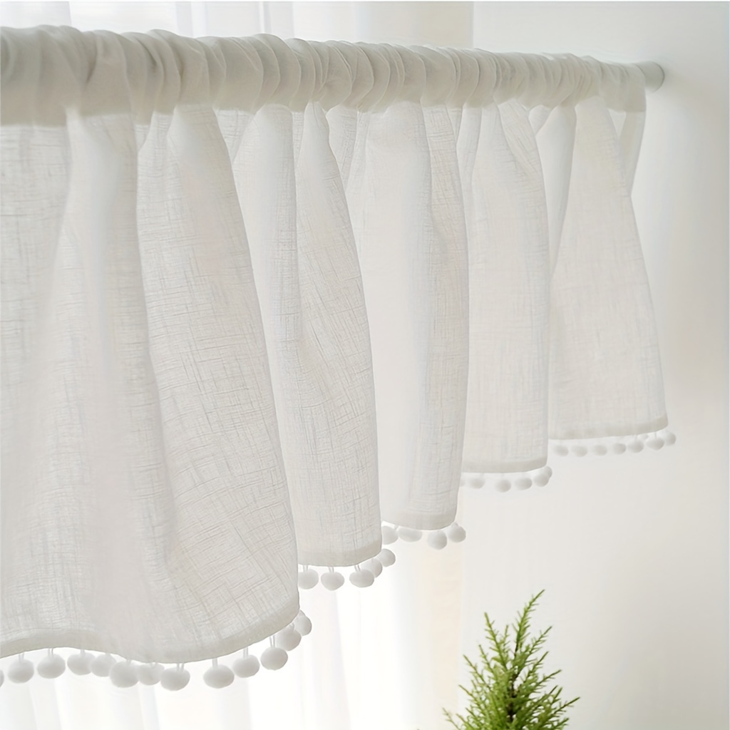 Home Decor Curtains - 1Pc Cross Gauze Ball Short Curtain,