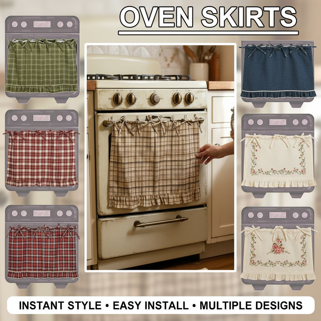 Home Decor Curtains - Oven Skirt Artisanal Farmhouse Oven Cover
