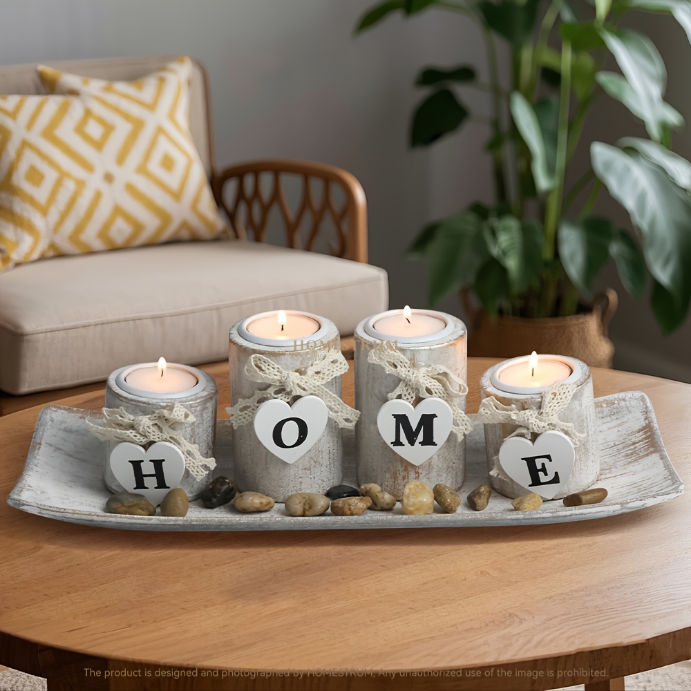Home Decor Flowers - Vintage-Inspired Wooden ' for home' Candle