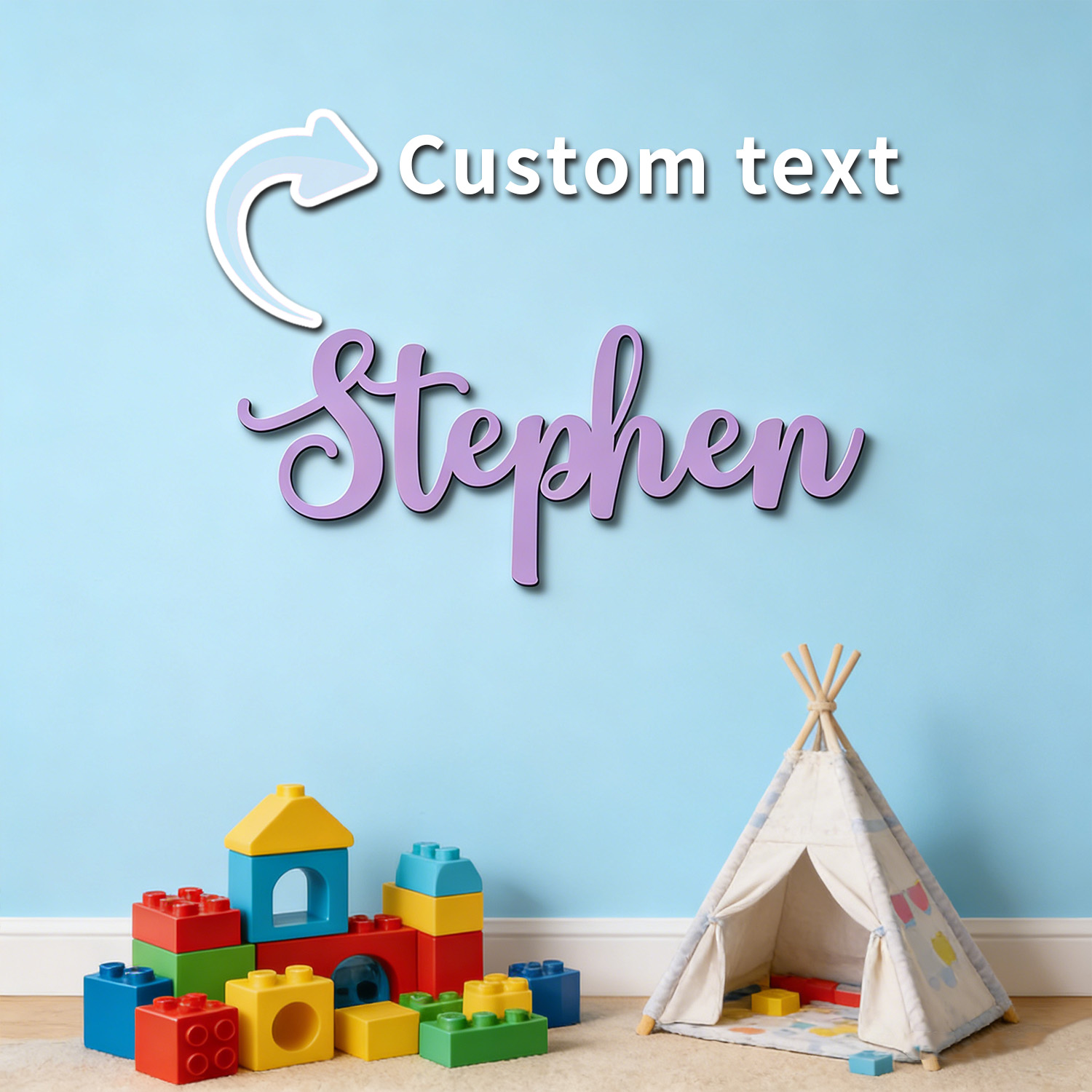 Home Decor For Wedding - 1pc Personalized wooden nameplate, Custom name,