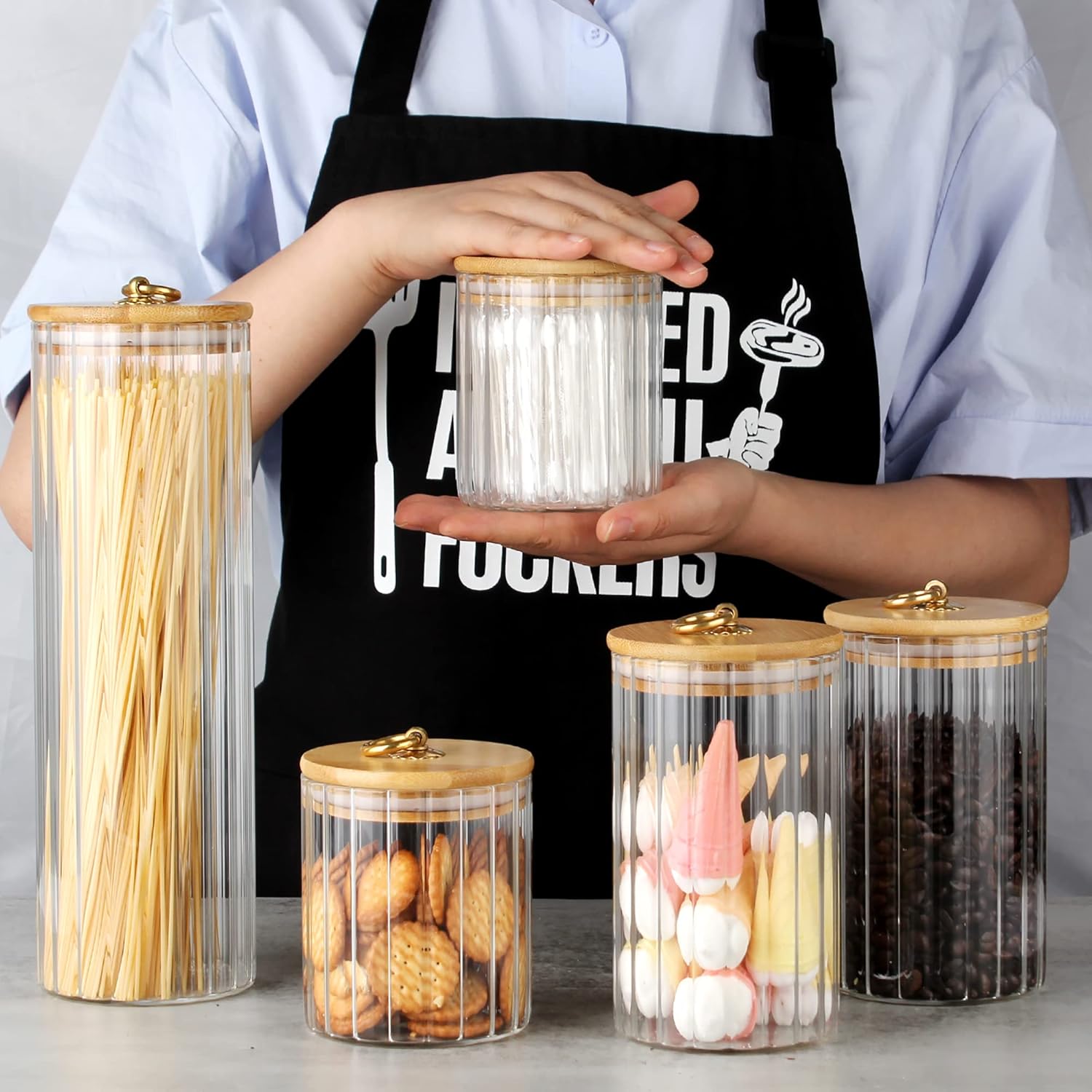 Glass Storage Jars Set of 5, D - Home Decor Kitchen recension och pris
