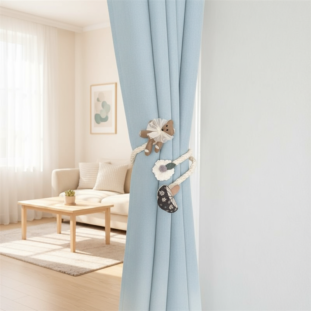 2Pcs  Cute Cartoon Bear and Fl - Home Decor Curtains recension och pris