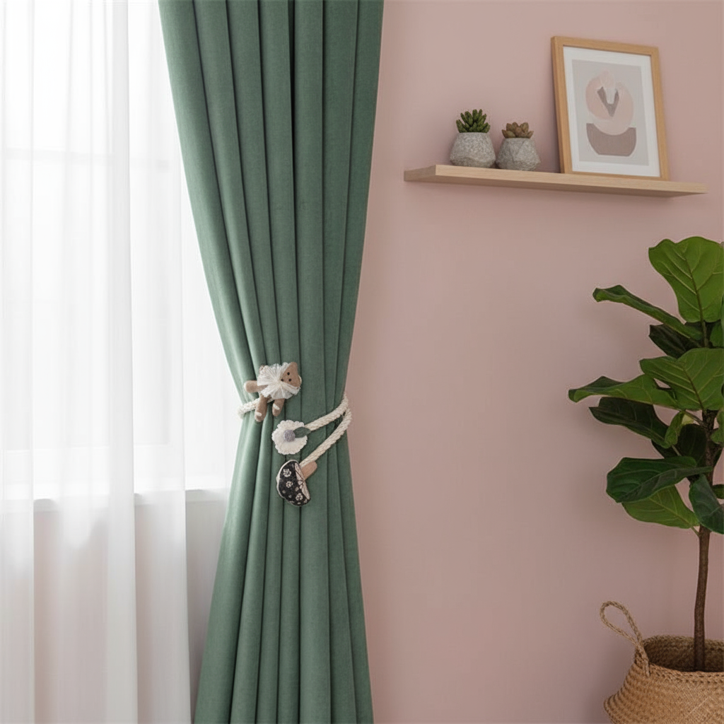 2Pcs  Cute Cartoon Bear and Fl - Home Decor Curtains recension och pris