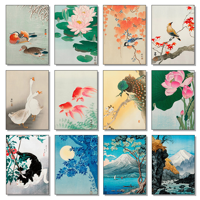 Retro Japanese Flowers Cat Dog - Home Decor Unique Items recension och pris