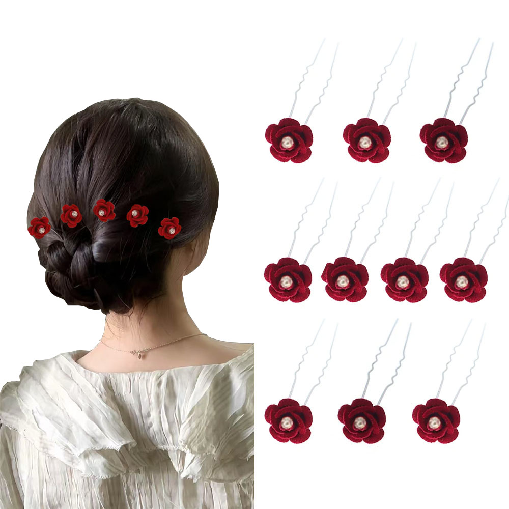 10Pcs Rose Hair Accessories We - Home Decor Flowers recension och pris
