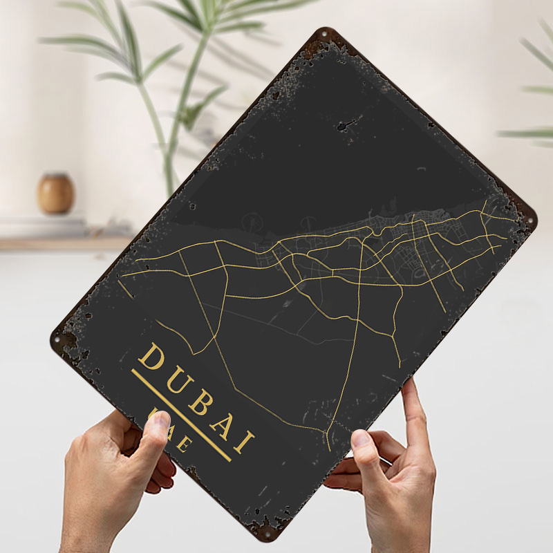 Dubai UAE Map Art Printed Post - Home Decor Uae recension och pris