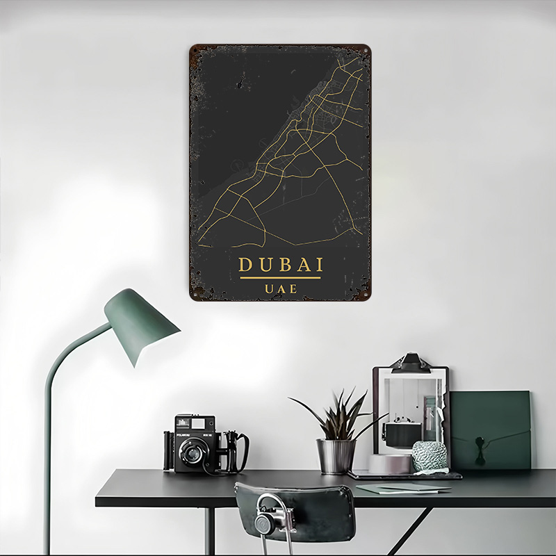 Dubai UAE Map Art Printed Post - Home Decor Uae recension och pris