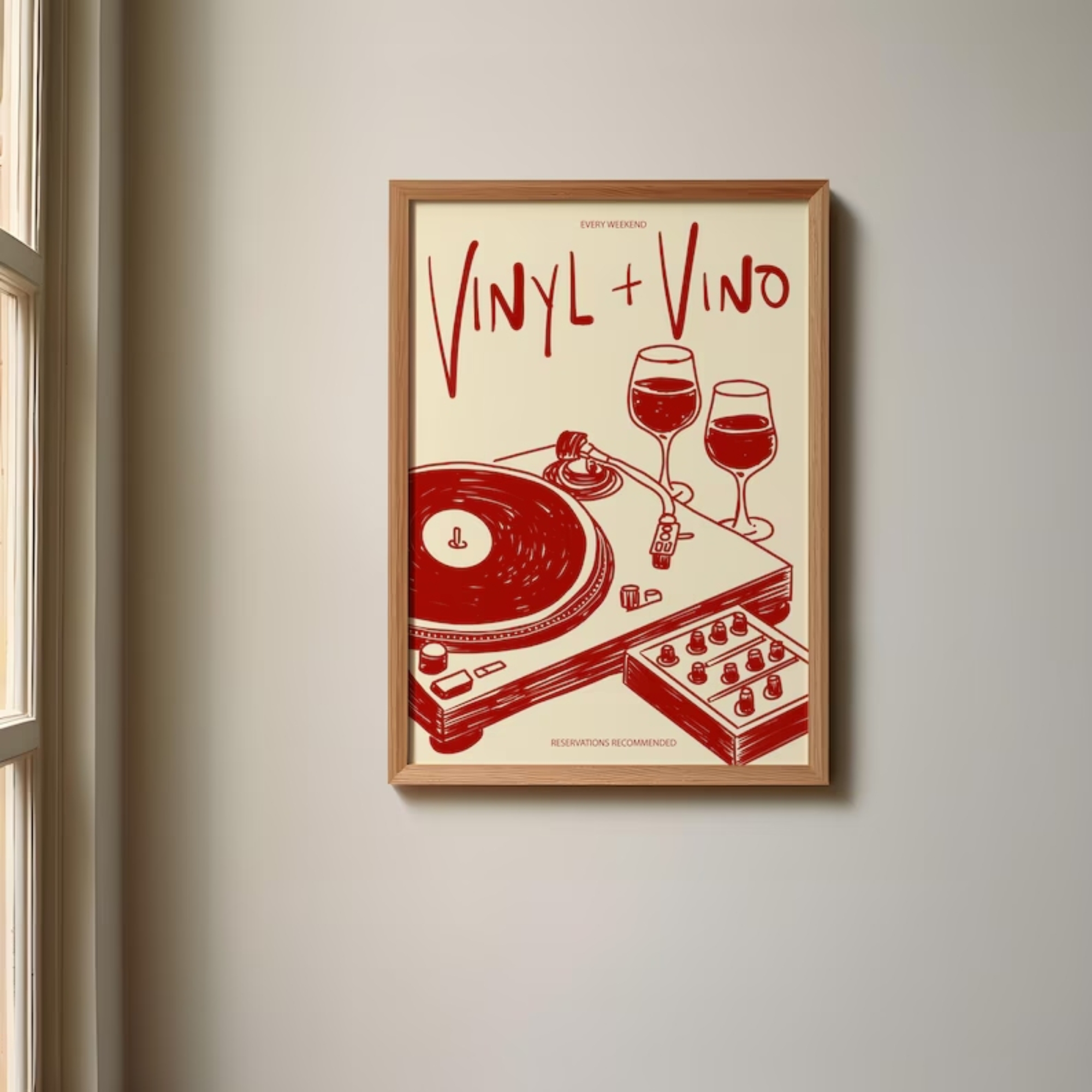 Vinyl & Vino Music Illustratio - Home Decor Online recension och pris