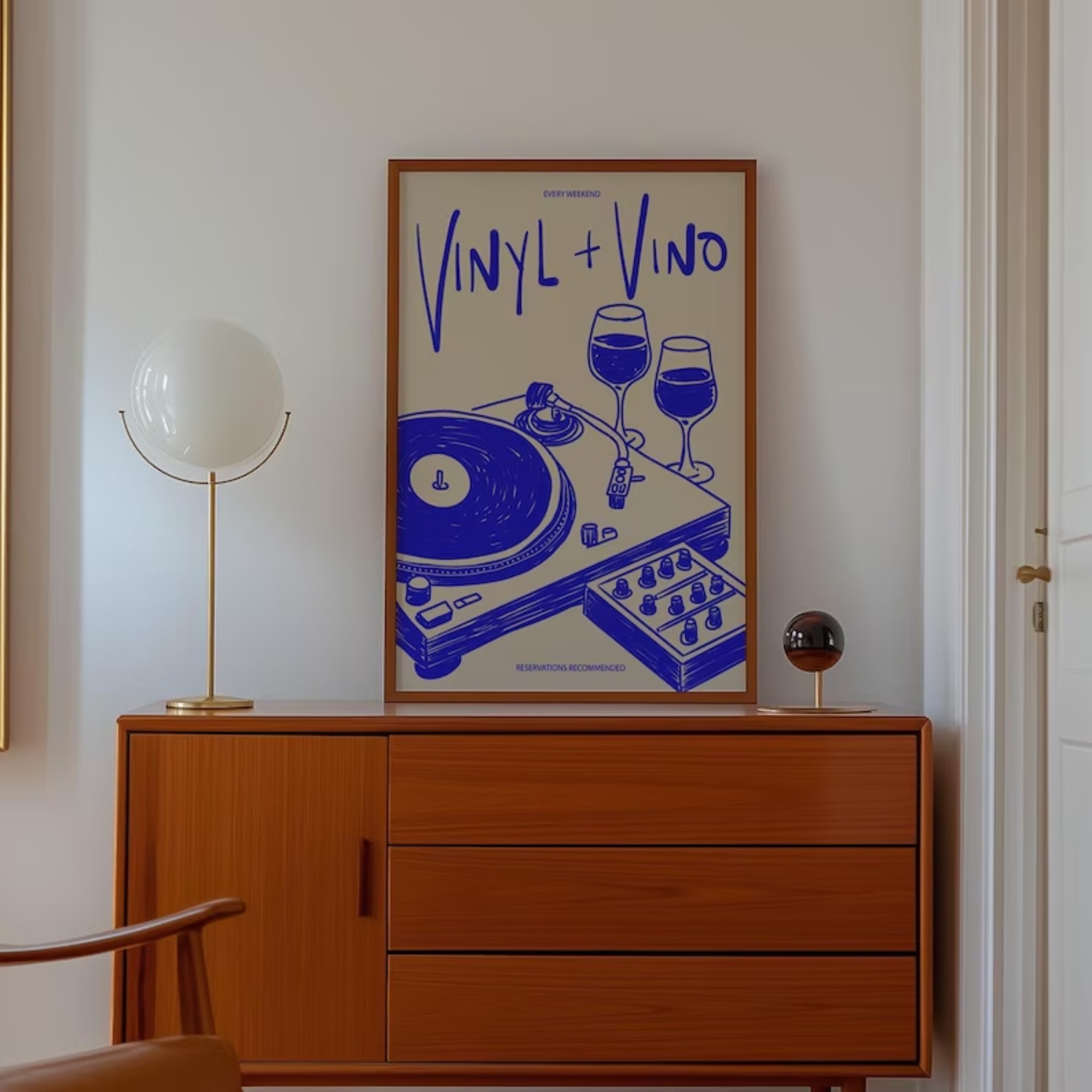 Vinyl & Vino Music Illustratio - Home Decor Online recension och pris