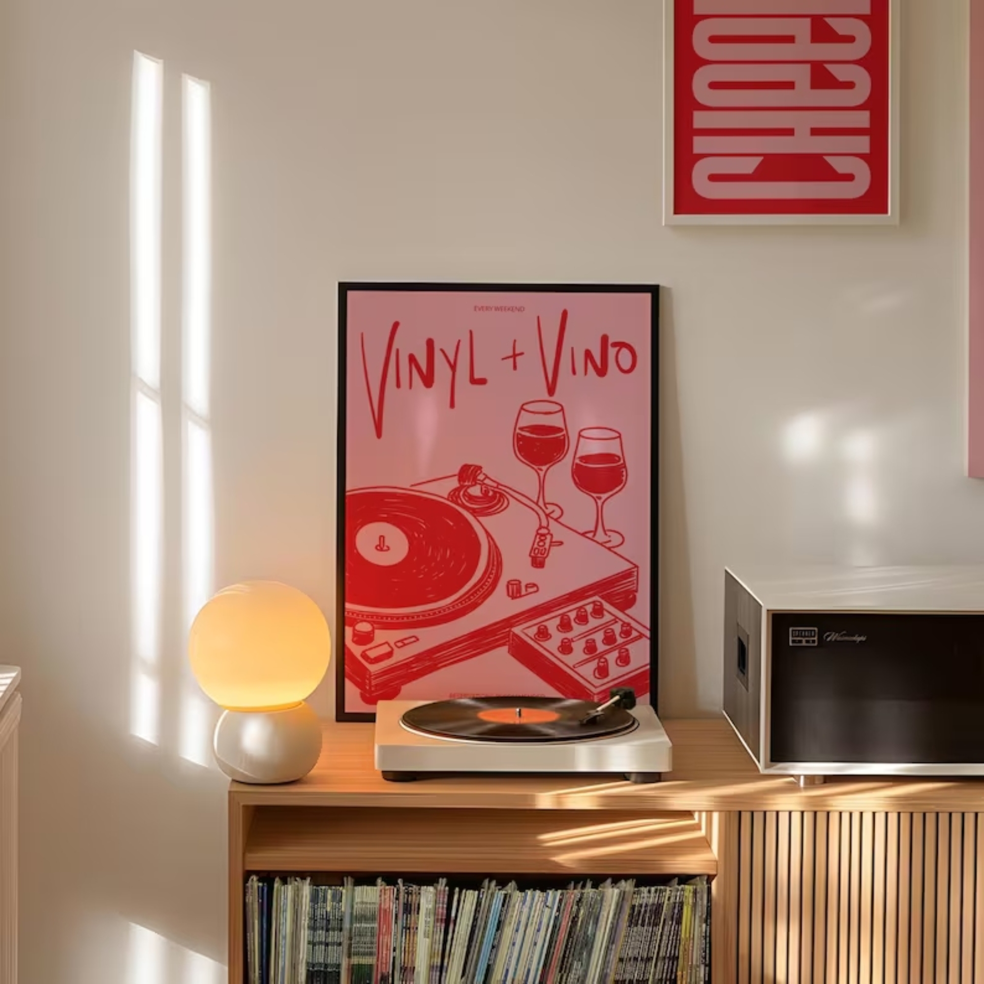 Vinyl & Vino Music Illustratio - Home Decor Online recension och pris
