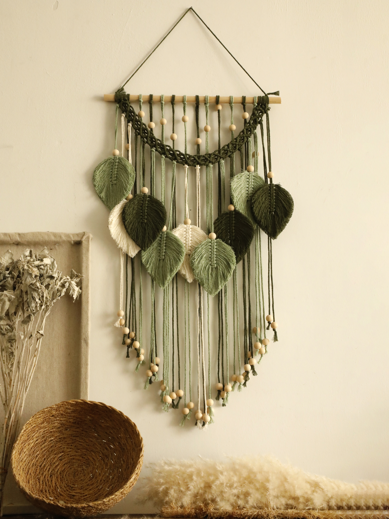 Macrame Leaf Tapestry Boho Hom - Home Decor Y2K recension och pris
