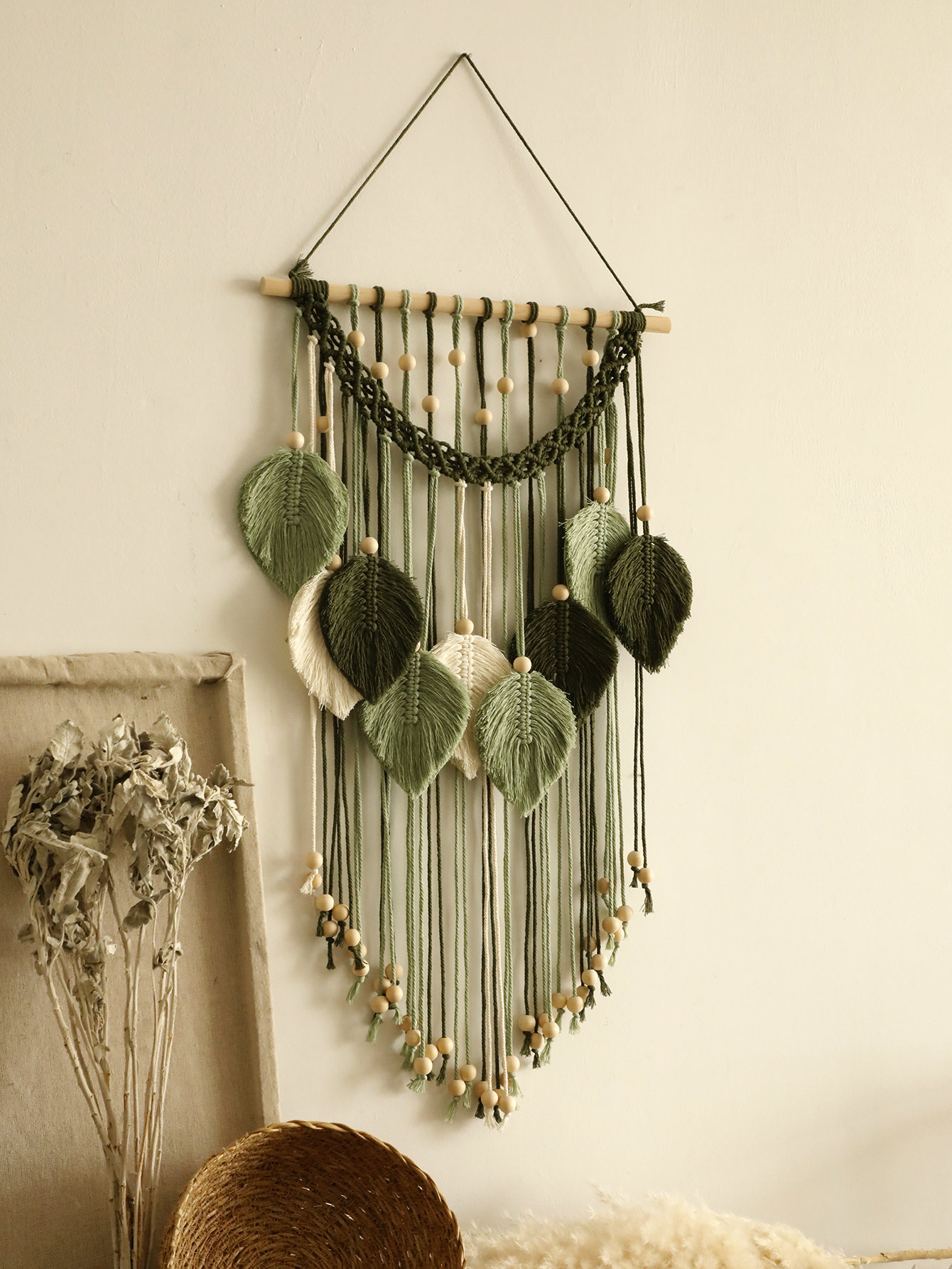 Macrame Leaf Tapestry Boho Hom - Home Decor Y2K recension och pris