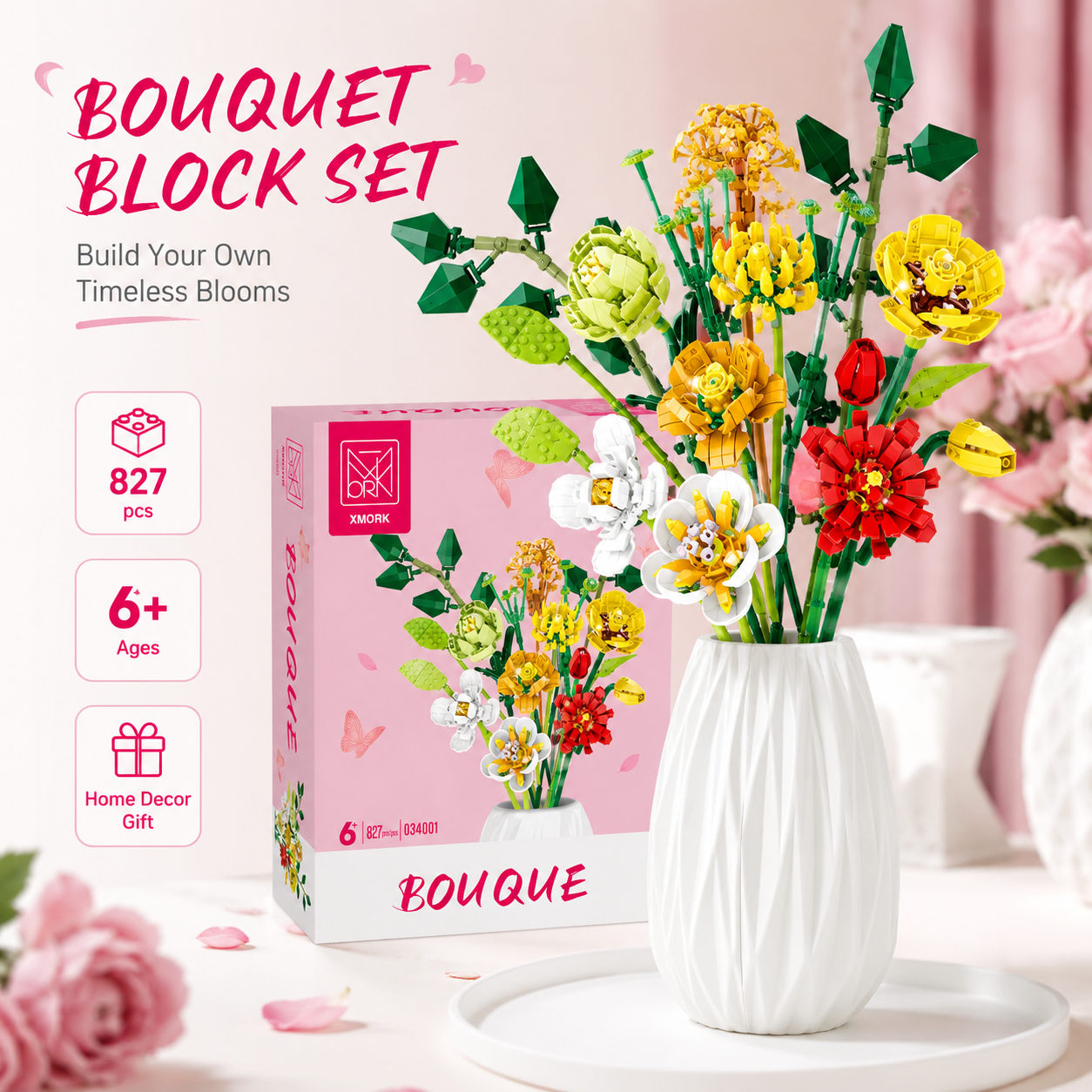 Bouquet Flower Building Blocks - Home Decor Flowers recension och pris