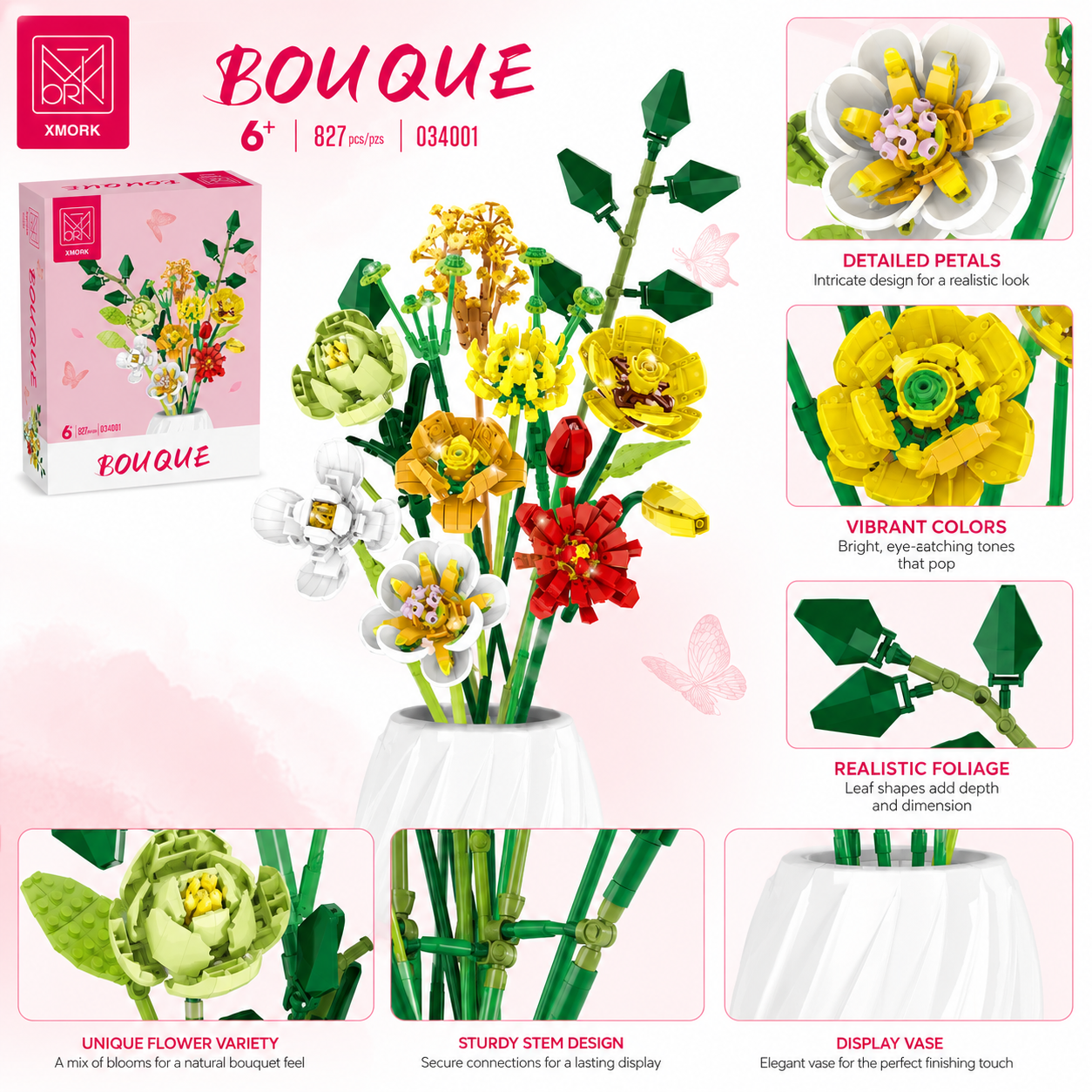 Bouquet Flower Building Blocks - Home Decor Flowers recension och pris