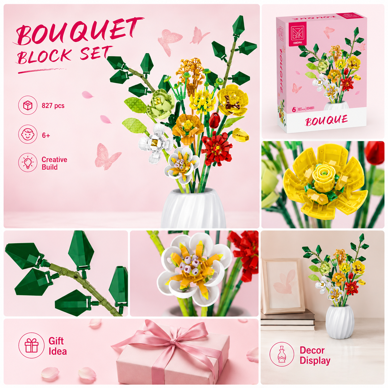 Bouquet Flower Building Blocks - Home Decor Flowers recension och pris