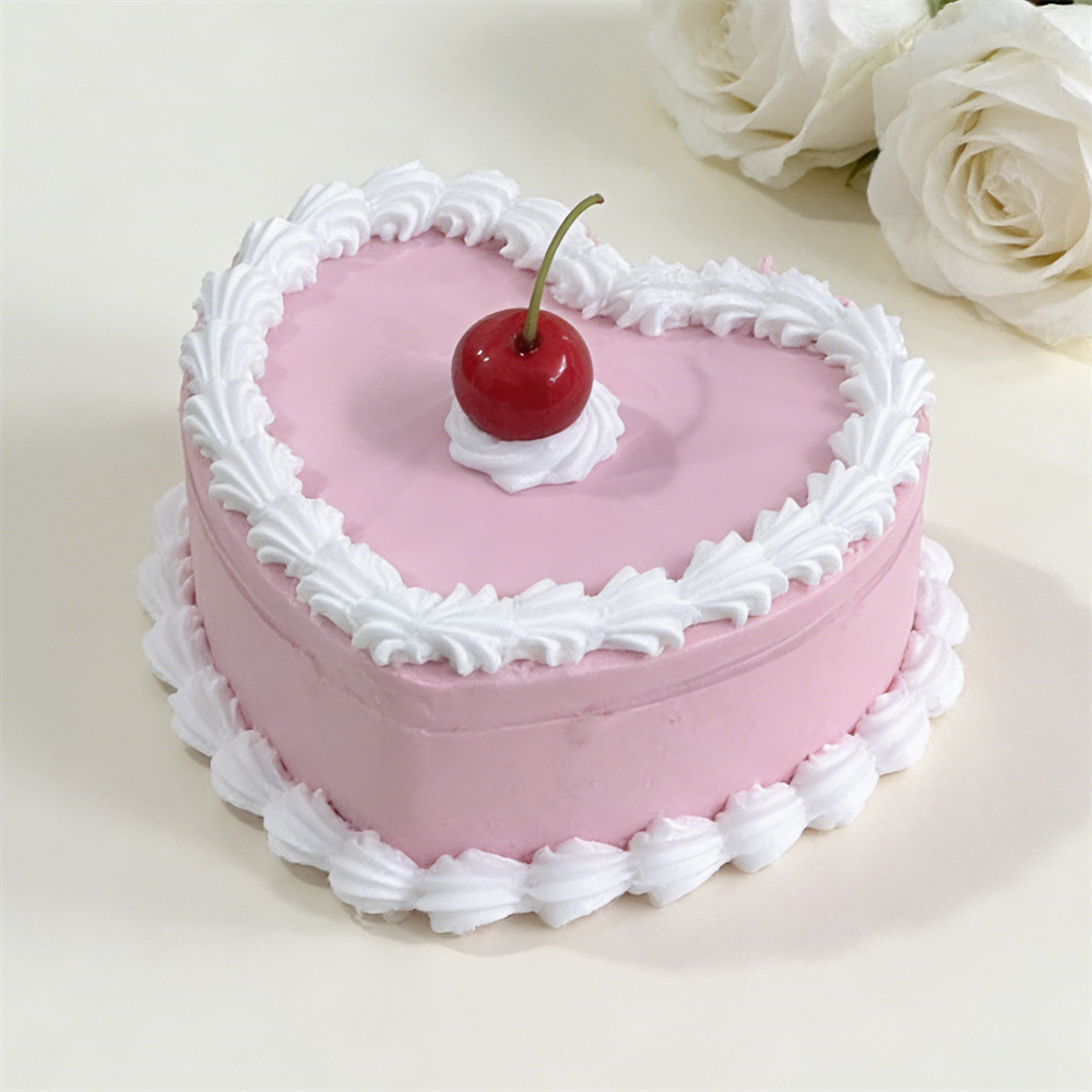 Realistic Pink Heart Cake Jewe - Home Decor Y2K recension och pris